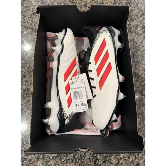 Size 9.5 Adidas Copa Pure III Elite SG White Red Mens Soccer Cleats ID9057 main image 4